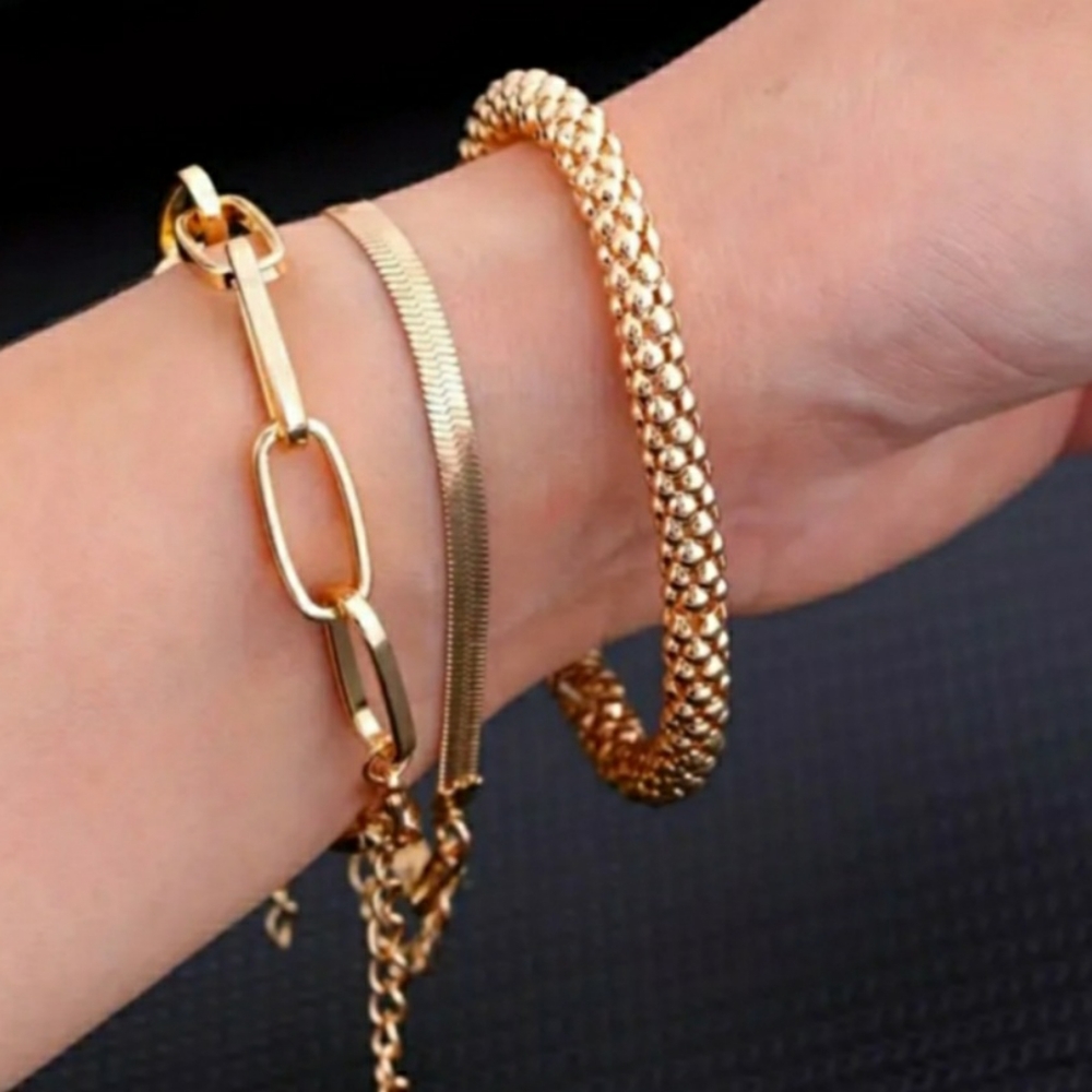 NEW 3-Pc Gold Women's Bracelet Set